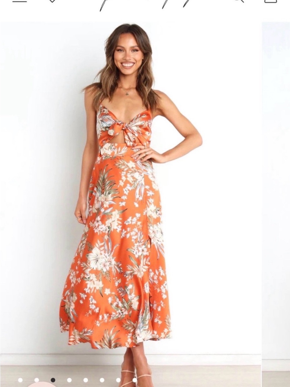 Petal and Pup Floral Tie-Front Green Midi Dress